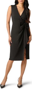 Adrianna Papell Sleeveless Bow Crepe Sheath Dress