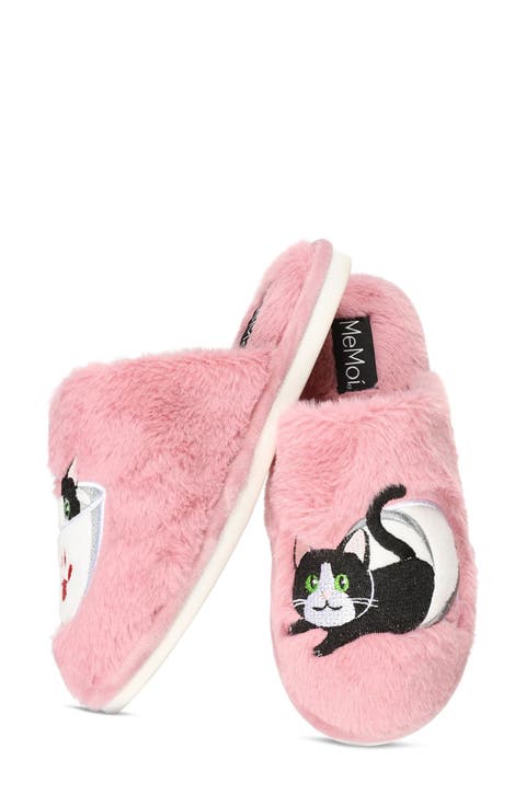 Teacup Kitty Plush Faux Fur Slipper (Women)