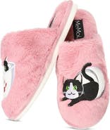 MeMoi Teacup Kitty Plush Faux Fur Slipper