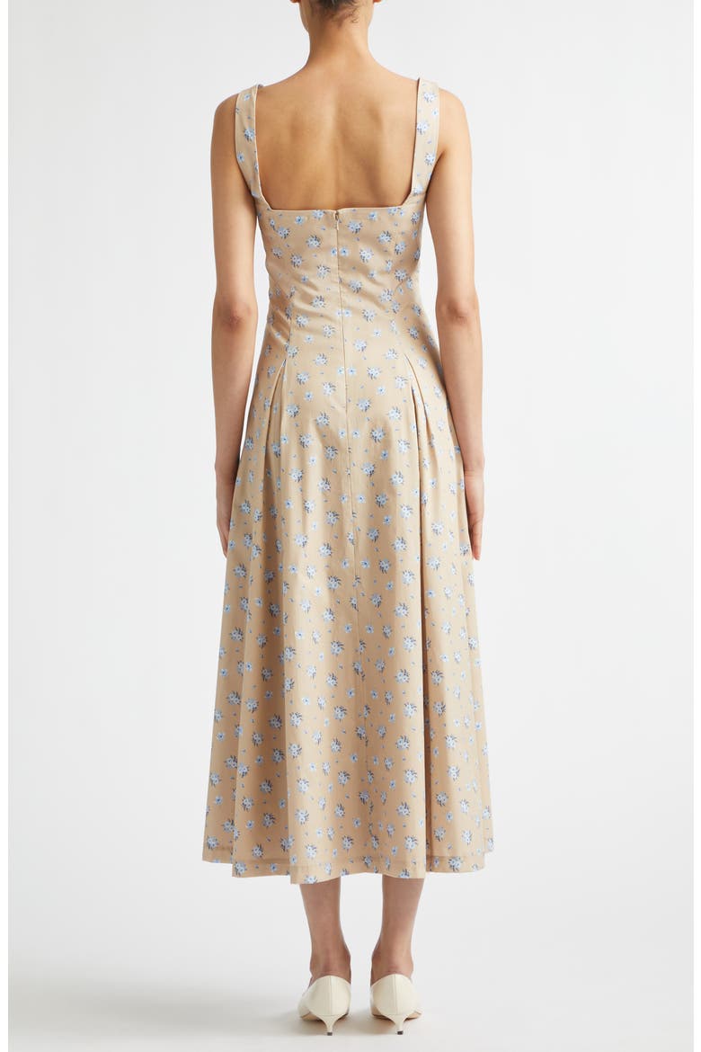Caitlin Floral Print Cotton Midi Dress, Alternate, color, SAND/ OXFORD