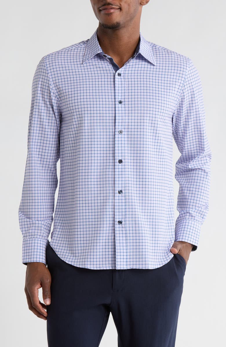 CONSTRUCT Grid Print Stretch Dress Shirt, Main, color, Lilac