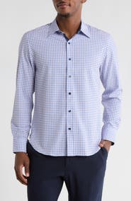 CONSTRUCT Grid Print Stretch Dress Shirt