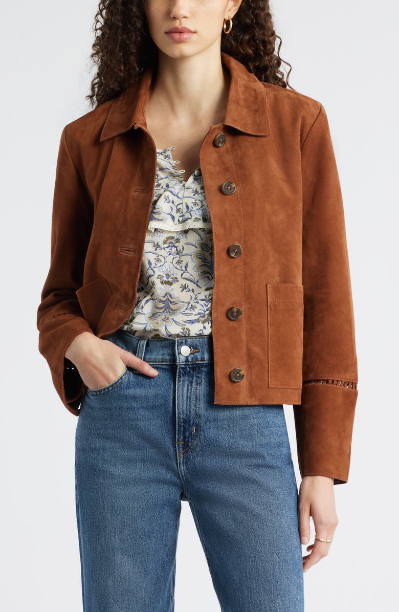 Treasure & Bond Suede Swing Jacket, Main, color, Brown Shell