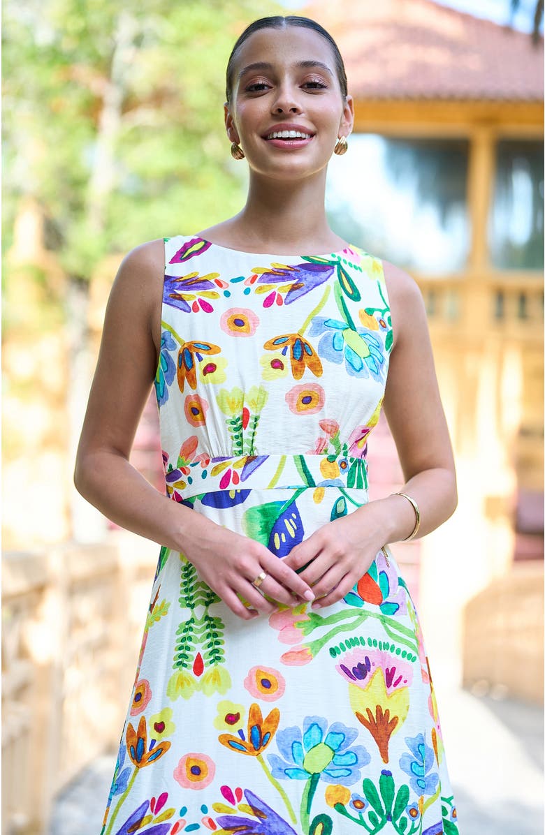 Yumi Cotton Abstract Print Maxi Dress, Alternate, color, Multi