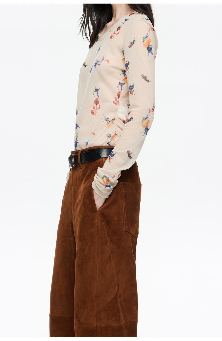 Bimba y Lola Flowers Scan Tulle Fitted T-Shirt, Alternate, color, Flowers Scan Ivory