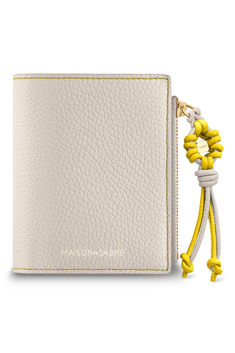 Bloom Edition Small Leather Bifold Wallet, Main, color, Foam Daisy
