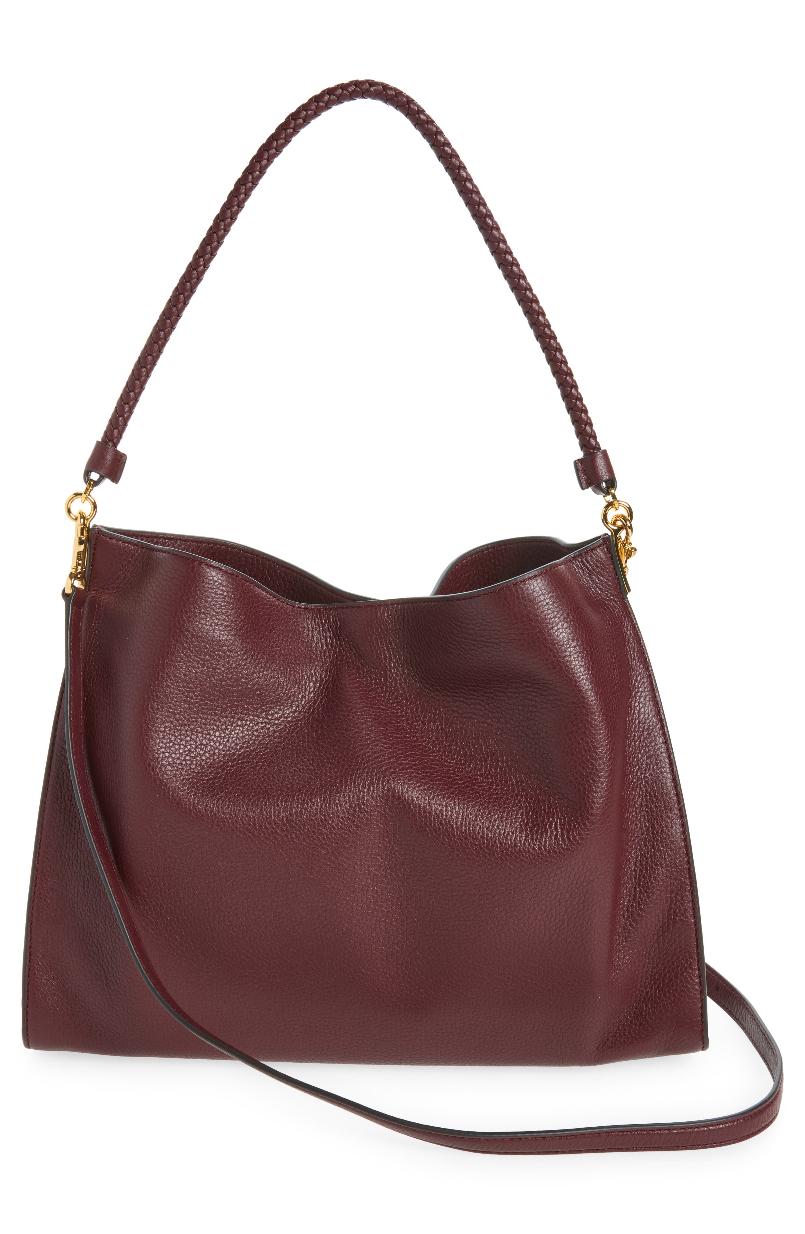 Vida Leather Hobo Bag, Alternate, color, BURGUNDY