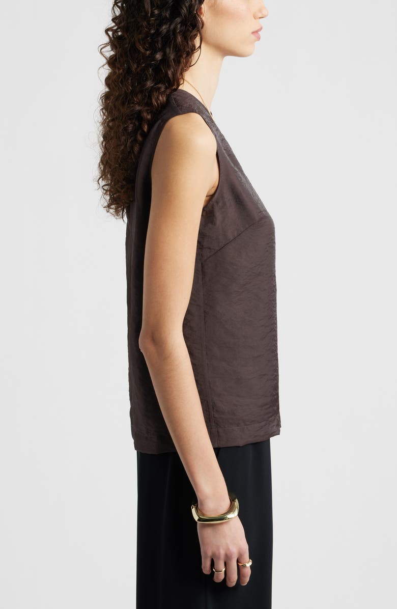 Nordstrom Sleeveless Organza Shell Top, Alternate, color, Brown Coffee