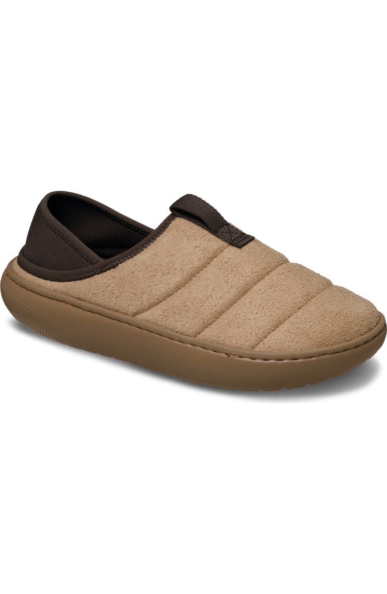 CROCS Classic Vegan Suede Quilted Slip On Shoe, Main, color, Milk Chocolate