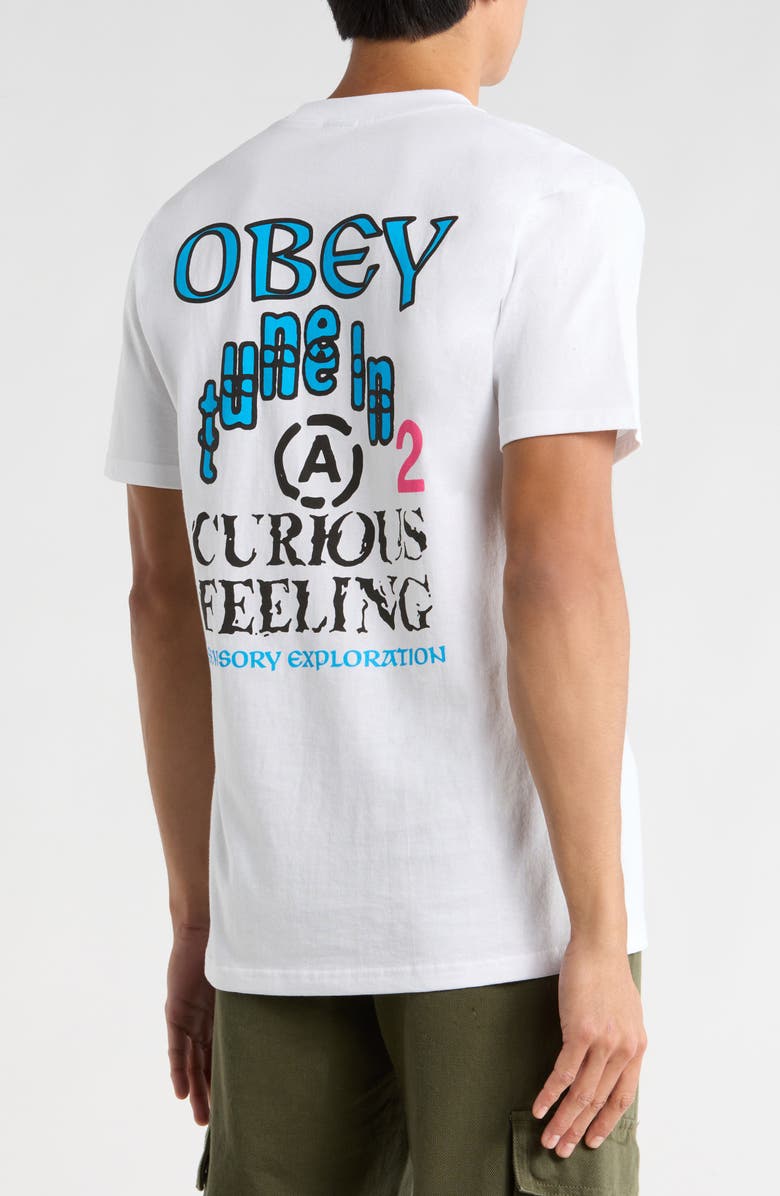 Obey Sensory Exploration Cotton Graphic T-Shirt, Alternate, color, White