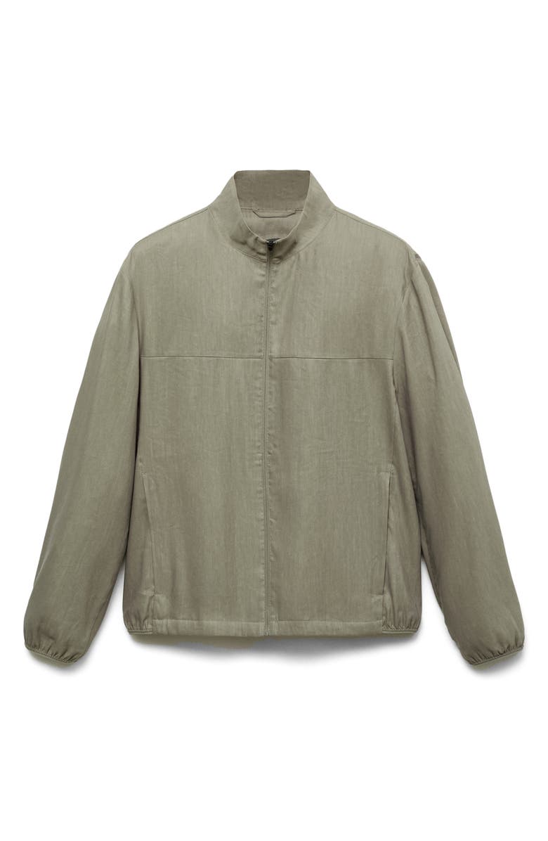 MANGO Linen Blend Jacket, Alternate, color, Olive Green
