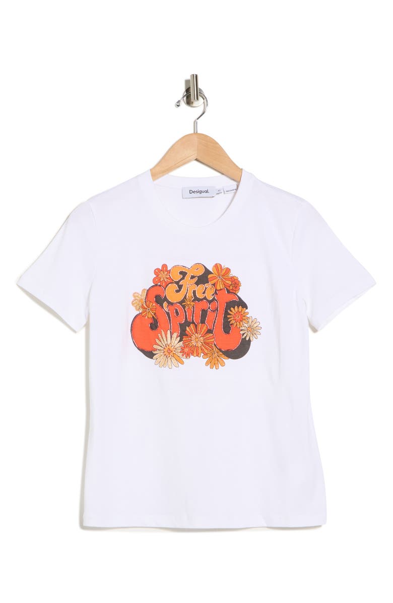 Desigual Free Spirit Knit Graphic T-Shirt, Alternate, color, White