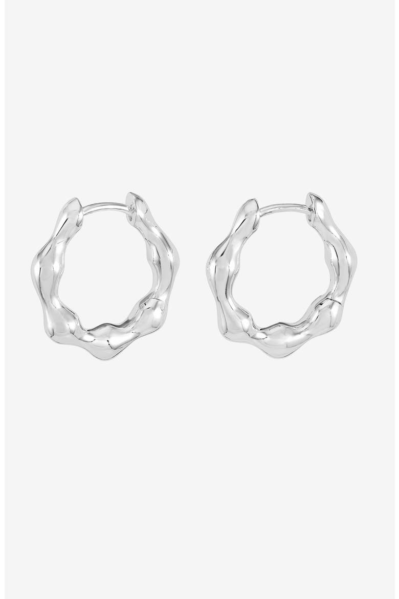Waterfall Hinged Huggie Hoops, Main, color, Sterling Silver