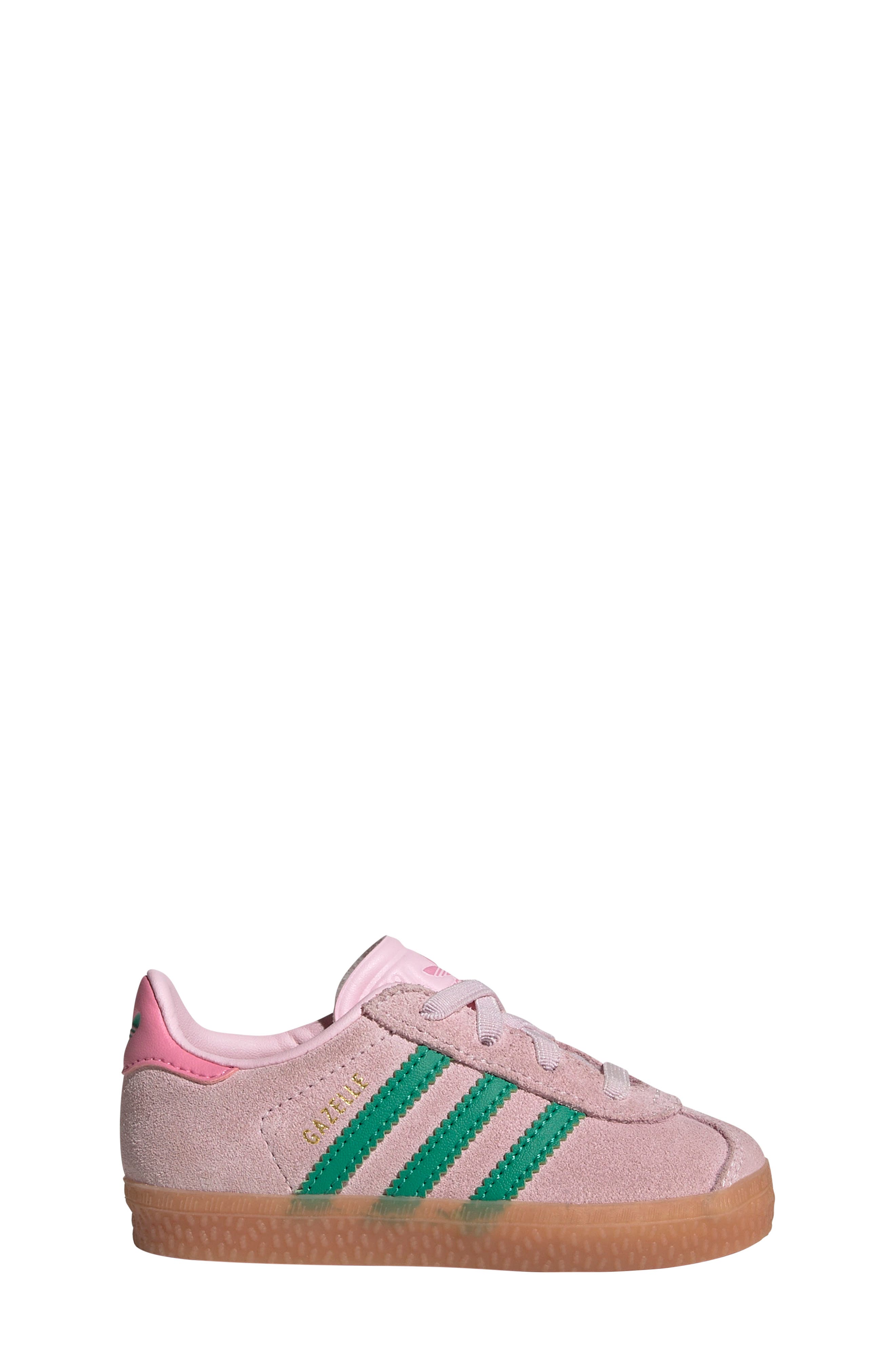 adidas Kids' Gazelle Sneaker, Alternate, color, Clear Pink/Court Green/Bliss Pink