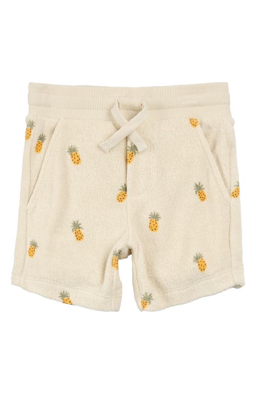 Miles The Label Kids' Pineapple Print Terry Cloth Shorts In Beige