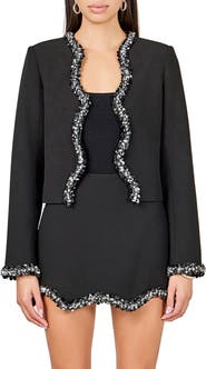 Endless Rose Rhinestone Detail Scallop Edge Jacket