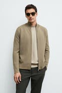 LUFIAN Lufian Men's Two-way Zip Mock Neck Knit Cardigan