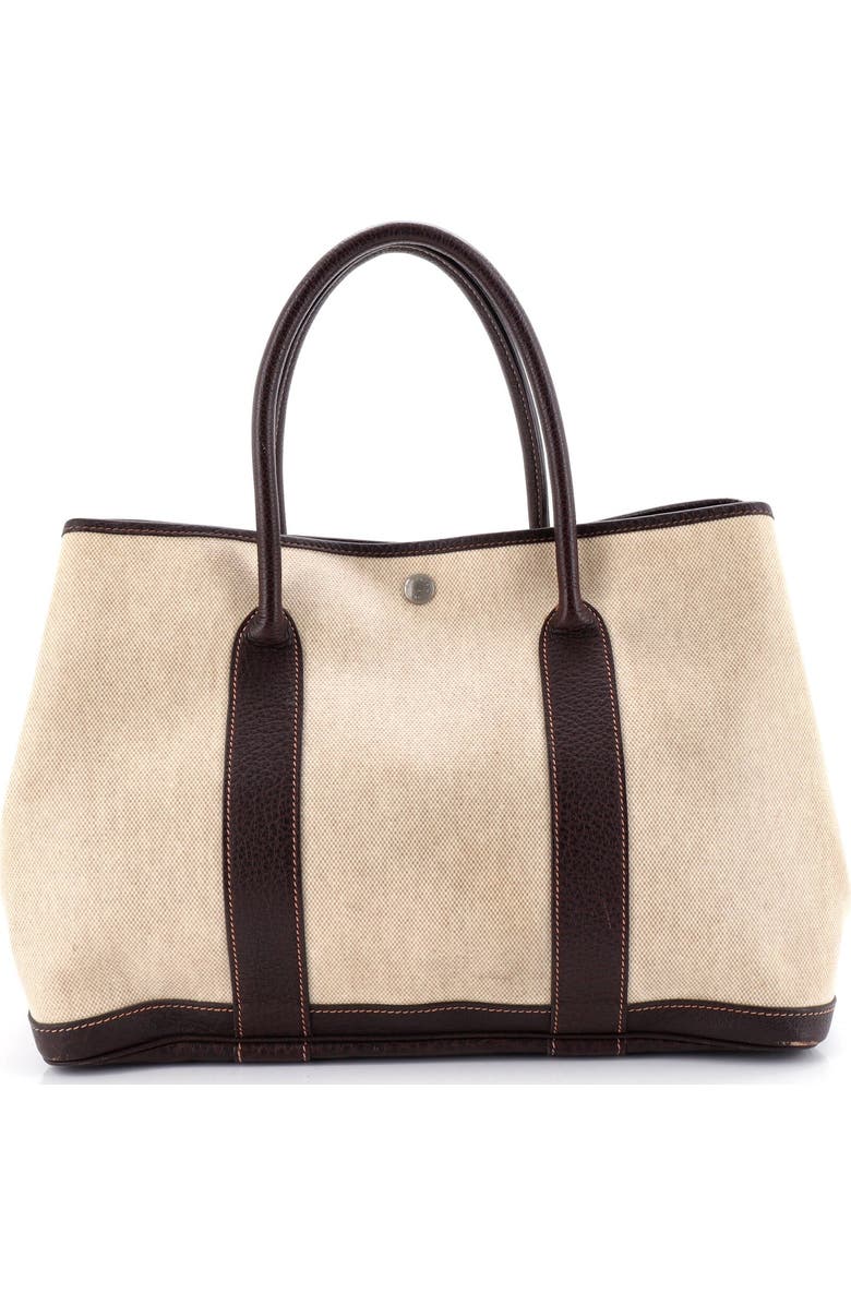 Pre-Owned Hermes Garden Party Tote Toile and Leather 36, Main, color, Cocaon