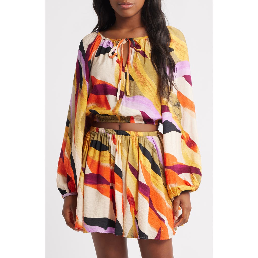 Vero Moda Tilly Long Sleeve Crop Top In Multi