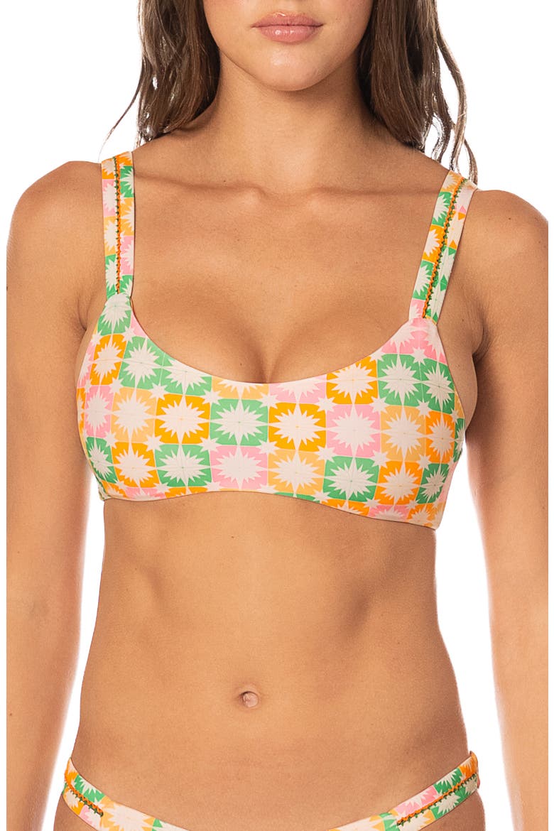 Nalai Tropical Tiles Reversible Bikini Top, Main, color, OPEN ORANGE
