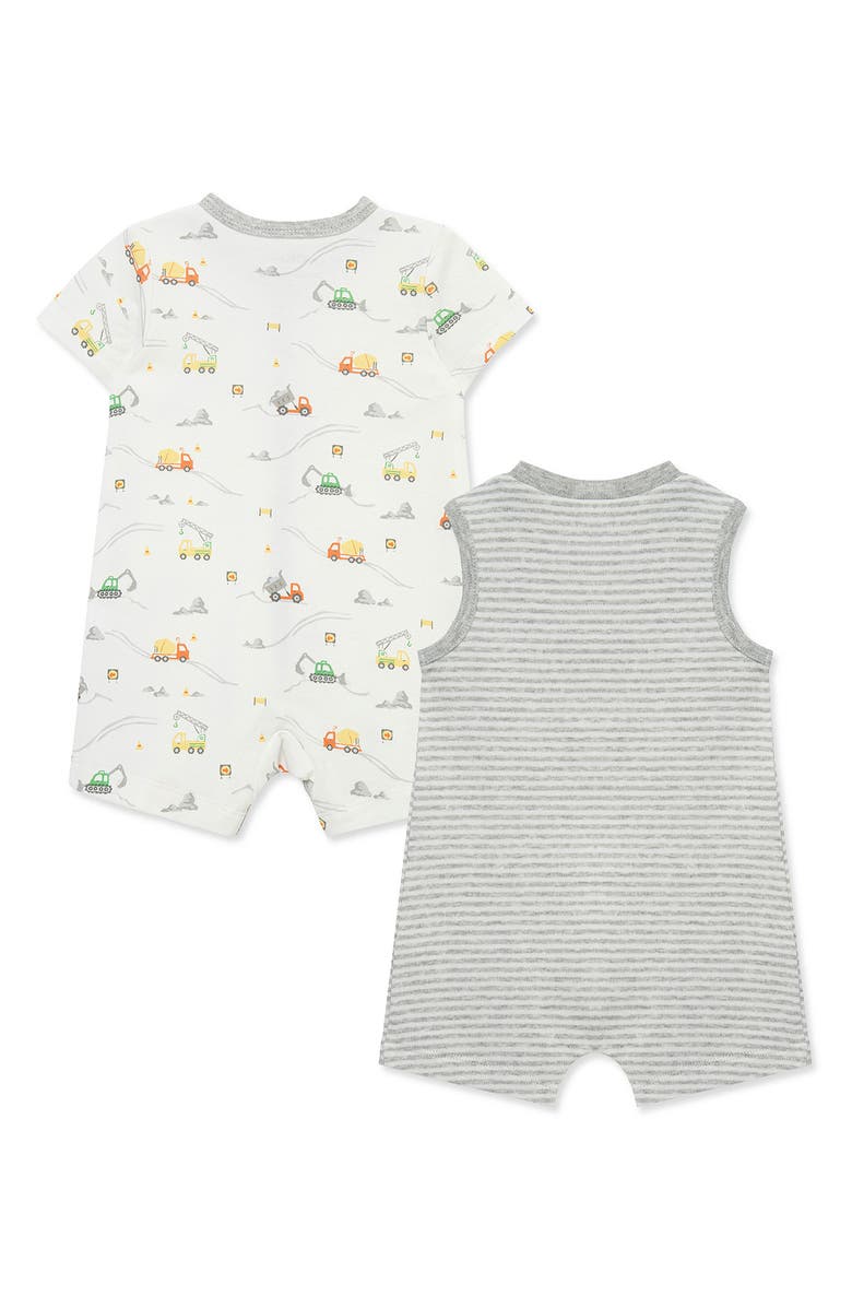 Little Me 2-Pack Sleeveless Cotton Rompers, Alternate, color, Grey