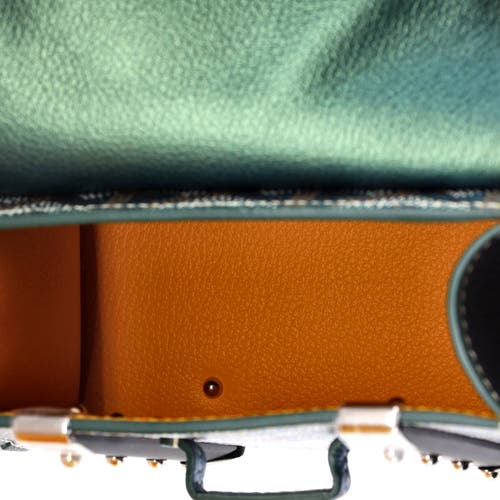 Pre-owned Goyard Goyard Structured Saigon Top Handle Bag Coated Canvas With Leather Nano In Green