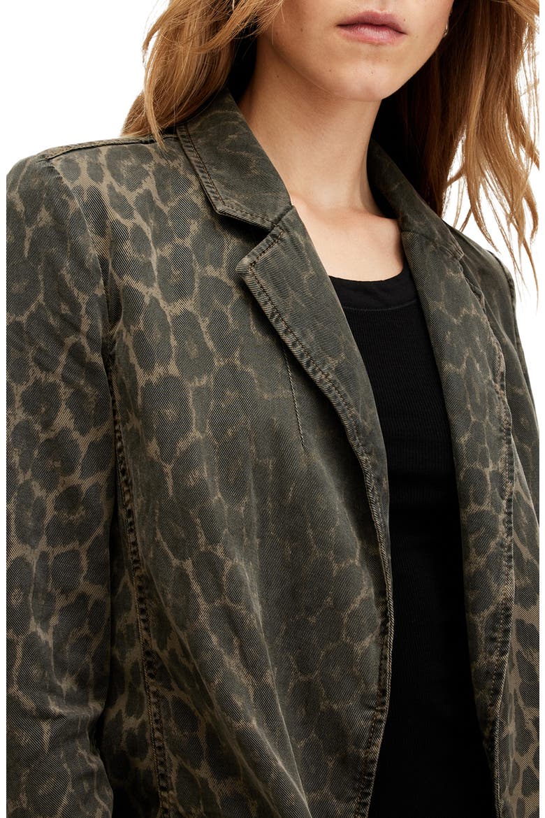 Aleida Denim Blazer, Alternate, color, LEOPARD GREEN