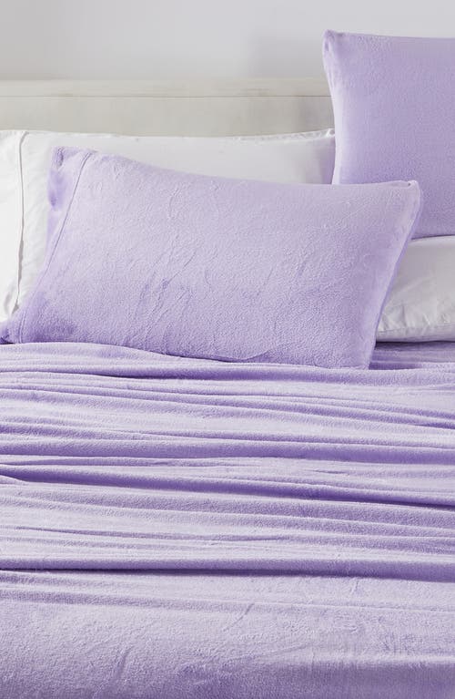 Woven & Weft Solid Plush Velour Sheet Set In Purple