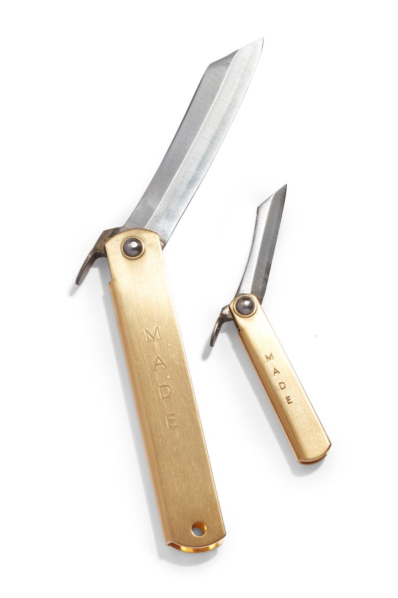 The Brass Higo Mini Folding Knife, Alternate, color, BRASS