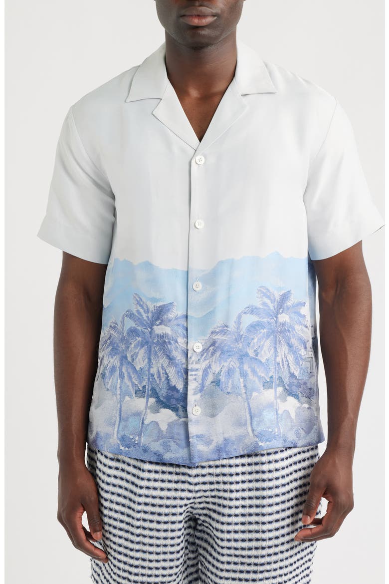 Cezane Tropical Jacquard Camp Shirt, Alternate, color, IVORY