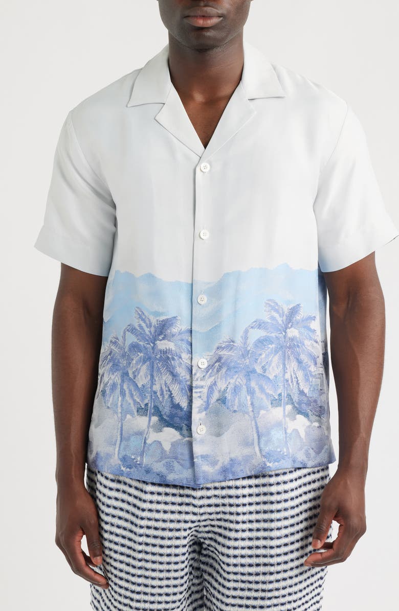 CHÉ Cezane Tropical Jacquard Camp Shirt, Alternate, color, Ivory