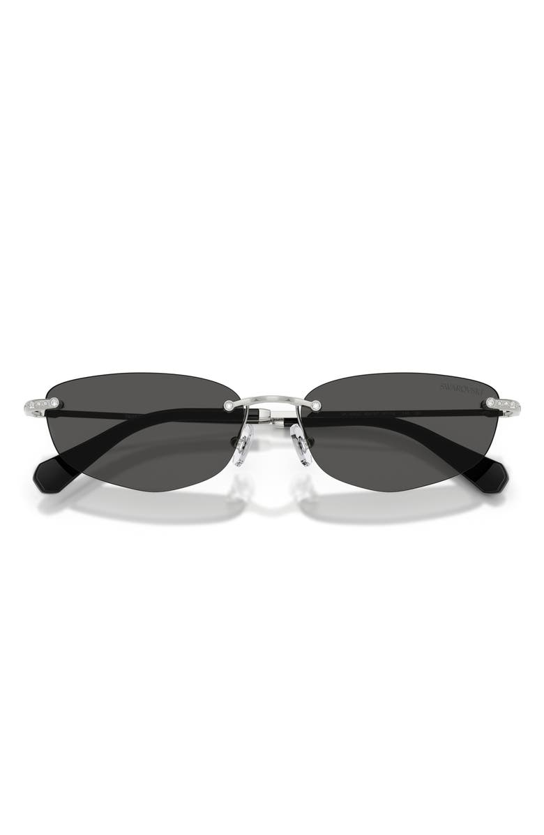 Swarovski 57mm Irregular Sunglasses, Alternate, color, Silver / Dark Grey