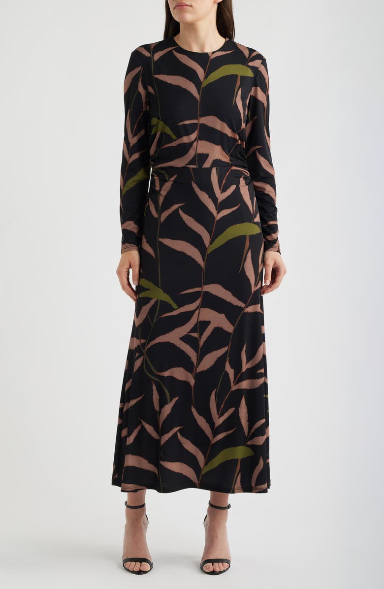 Julia Jordan Abstract Print Long Sleeve Midi Dress, Main, color, Black Multi