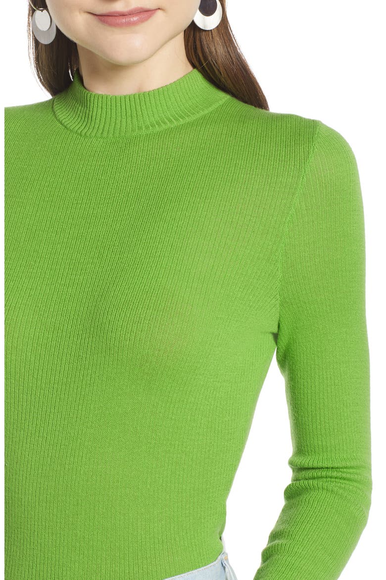 Mock Neck Sweater (Nordstrom Exclusive), Alternate, color, GREEN KIWI