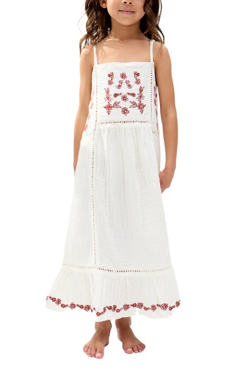 Raffya Kids Eina Ladder Insert Embroidered Dress In White
