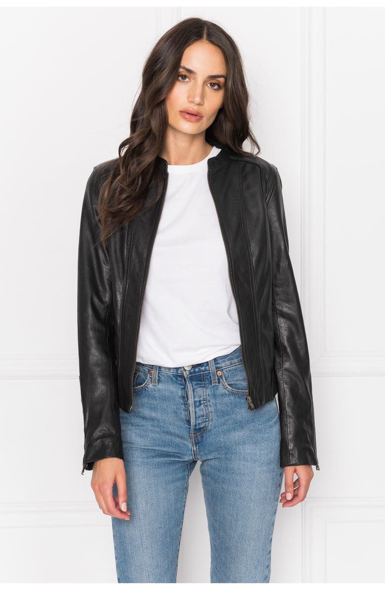 LAMARQUE ARLETTE | Leather Biker Jacket, Alternate, color, Black