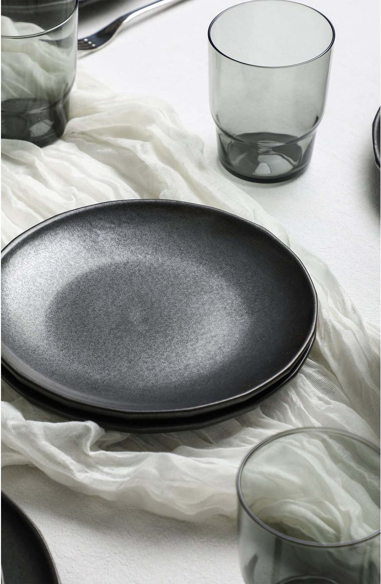 Stone Lain Rio Stoneware 16-Piece Dinnerware Set with Glasses, Alternate, color, Black