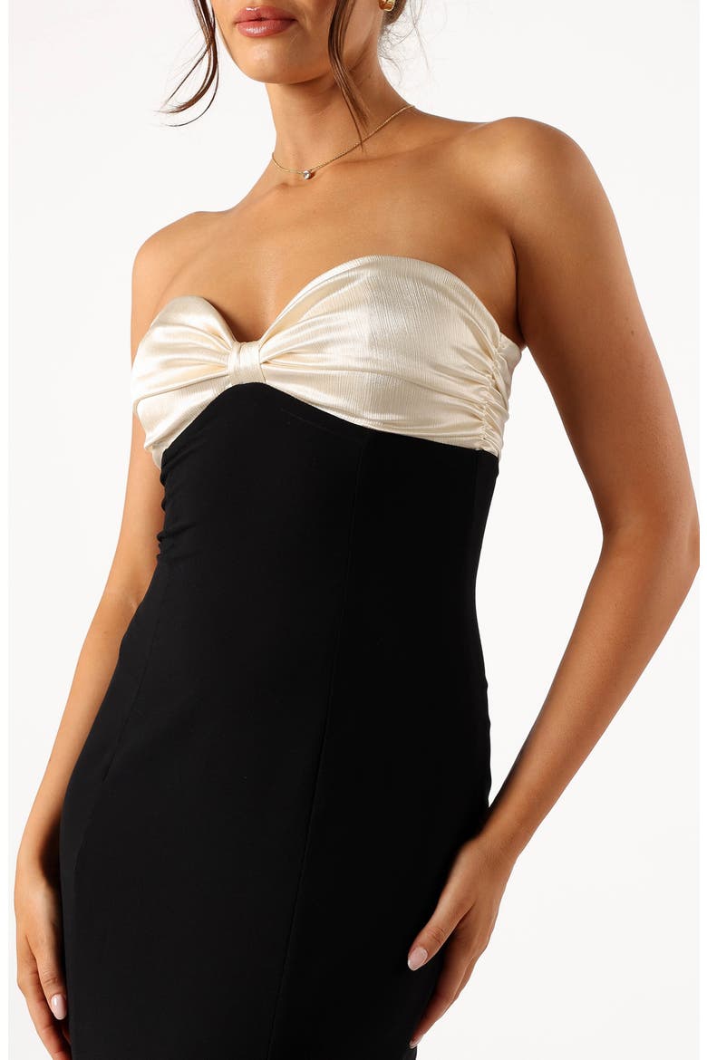 Cecilia Two Tone Strapless Maxi Dress, Alternate, color, BLACK