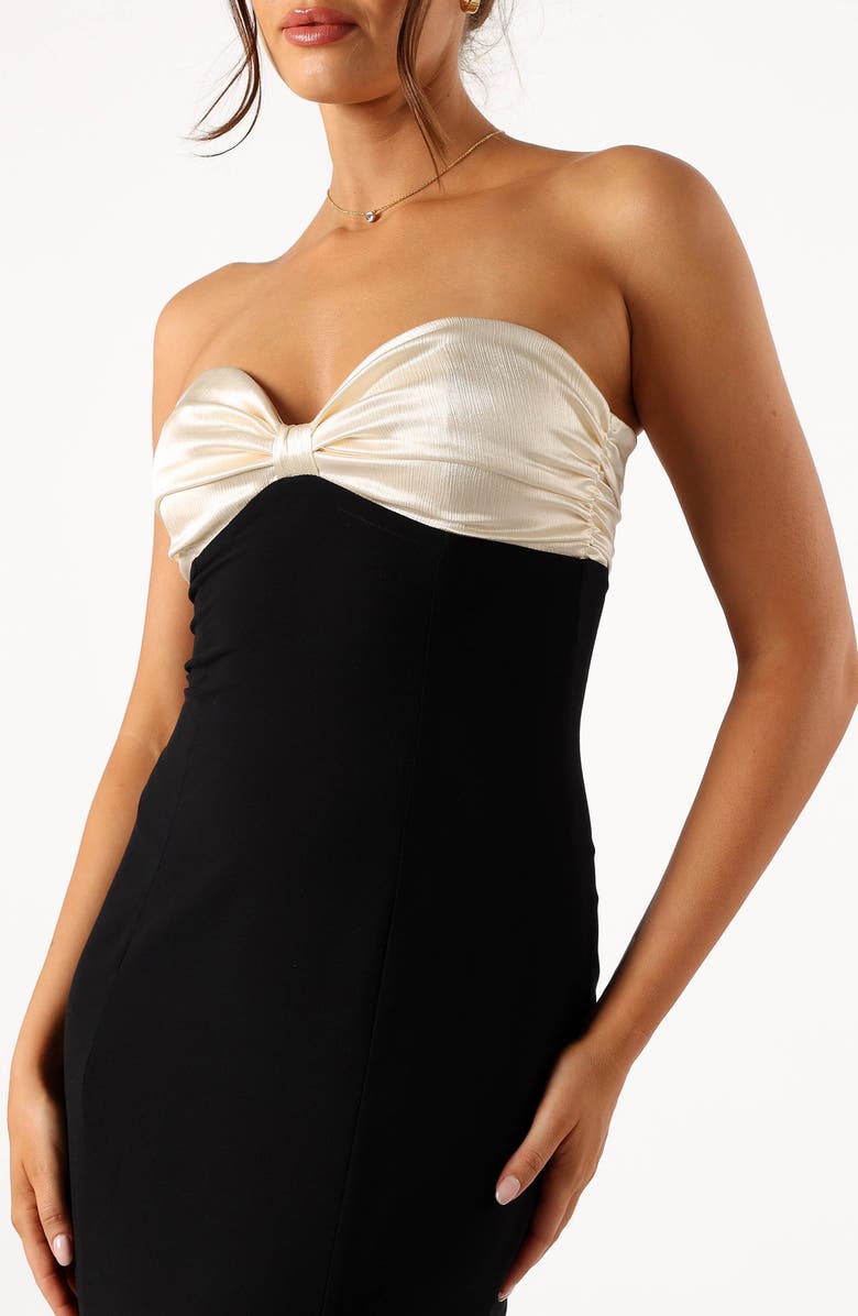 Petal & Pup Cecilia Two Tone Strapless Maxi Dress, Alternate, color, Black