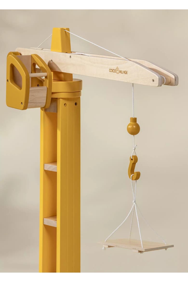 Oversized Wooden Construction Crane, Alternate, color, Natural Wood