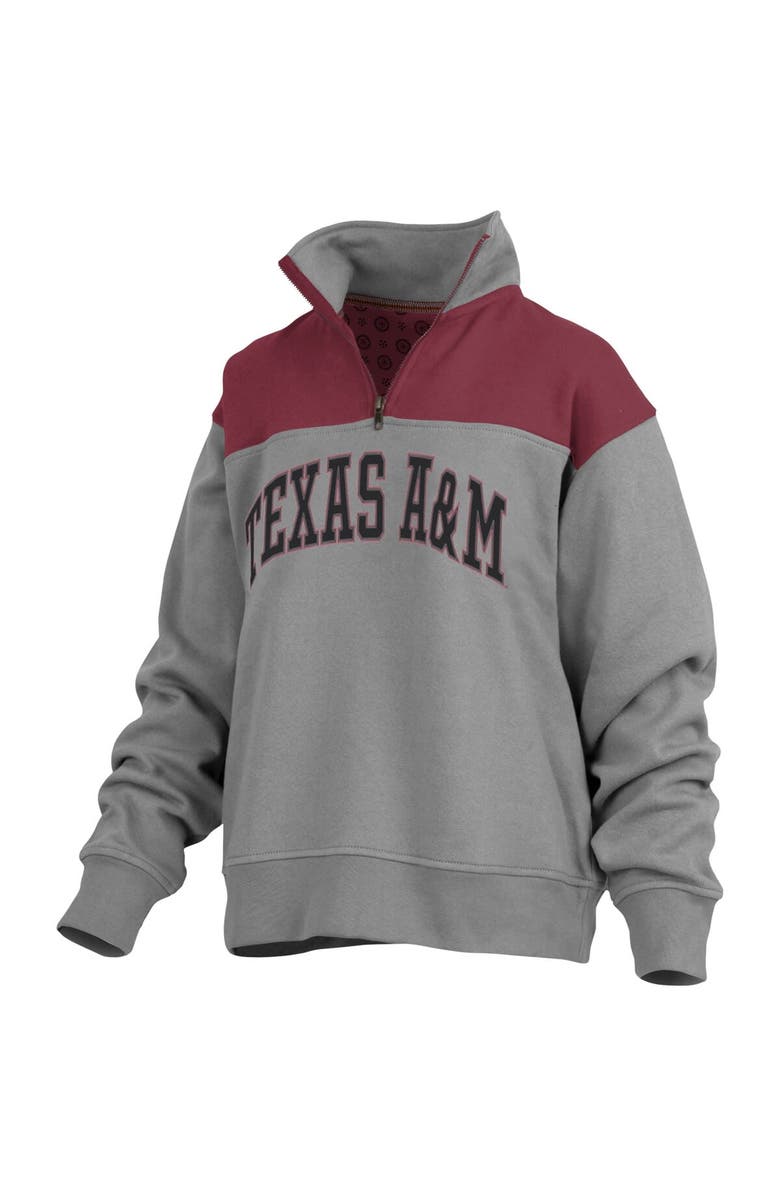 PRESSBOX Women's Pressbox Gray Texas A&M Aggies Avon Fleece Quarter-Zip Jacket, Alternate, color, Gray
