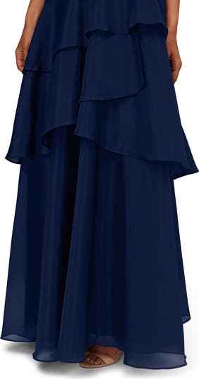 Tiered One-Shoulder Ballgown