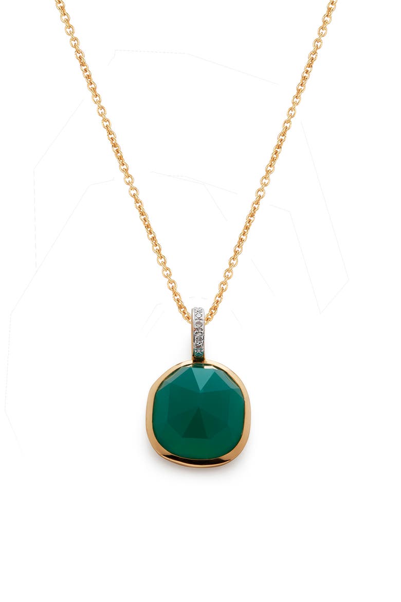 Siren Green Onyx Pendant Necklace, Main, color, GOLD