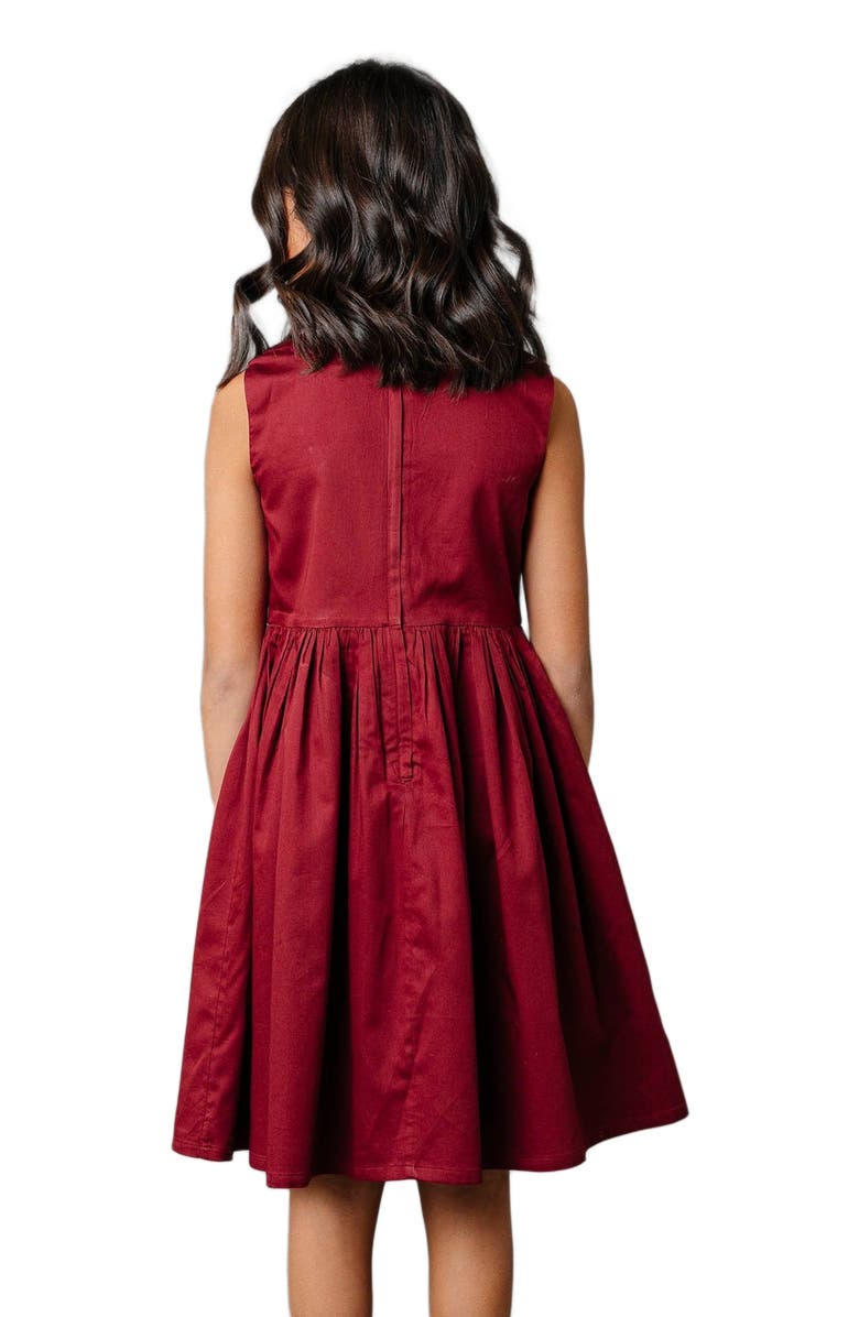 Hope & Henry Girls' Organic Asymmetrical Bow Party Dress, Toddler, Alternate, color, Oxblood Sateen