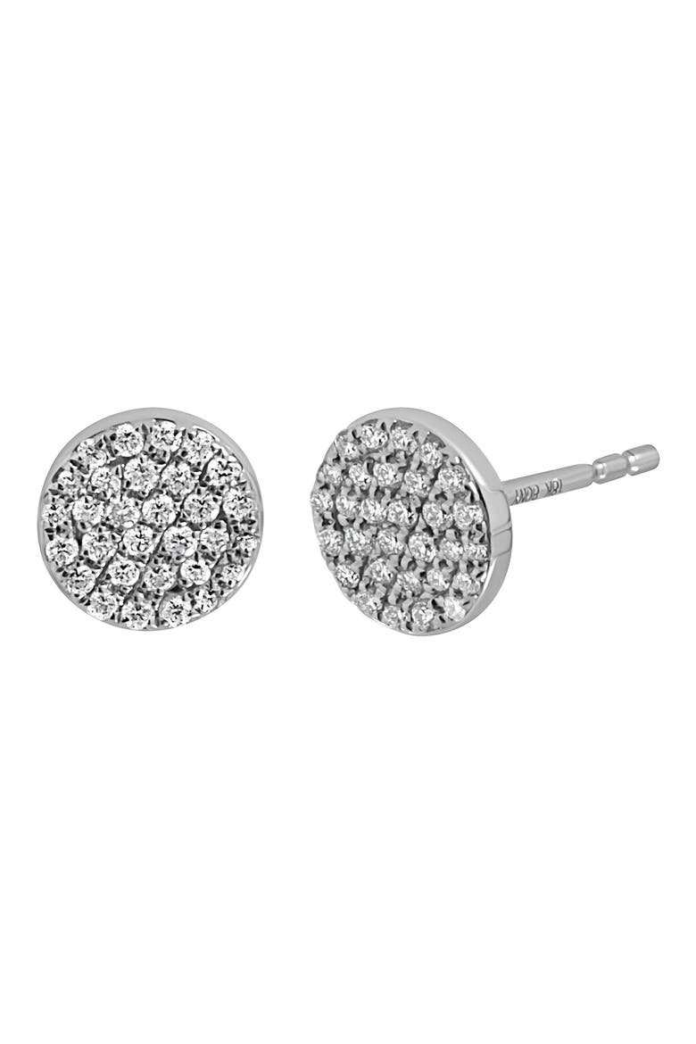 18K White Gold Pavé Diamond Round Stud Earrings, Main, color, 18KW