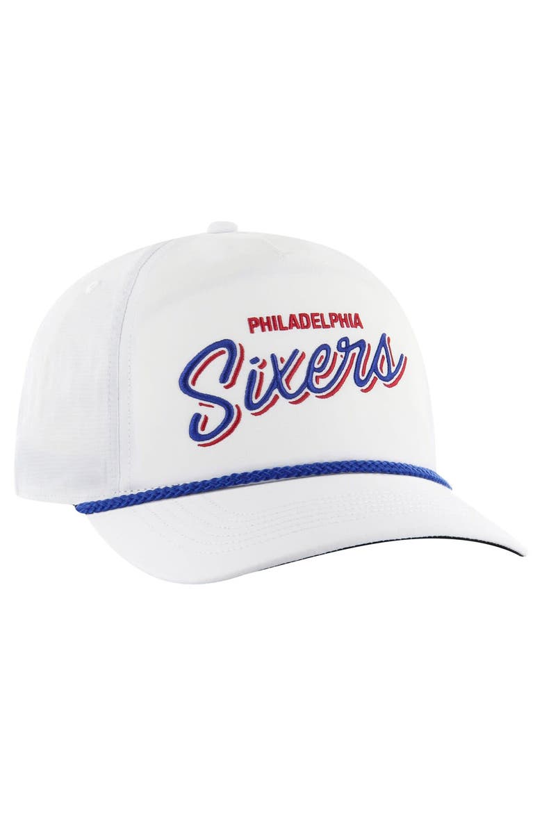 Men's '47 White Philadelphia 76ers Fairway Hitch brrr Adjustable Hat, Alternate, color, White
