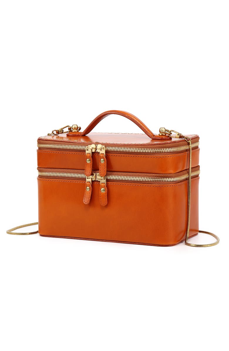 OLD TREND Ixia Genuine Leather Vanity Mini Trunk, Main, color, Caramel