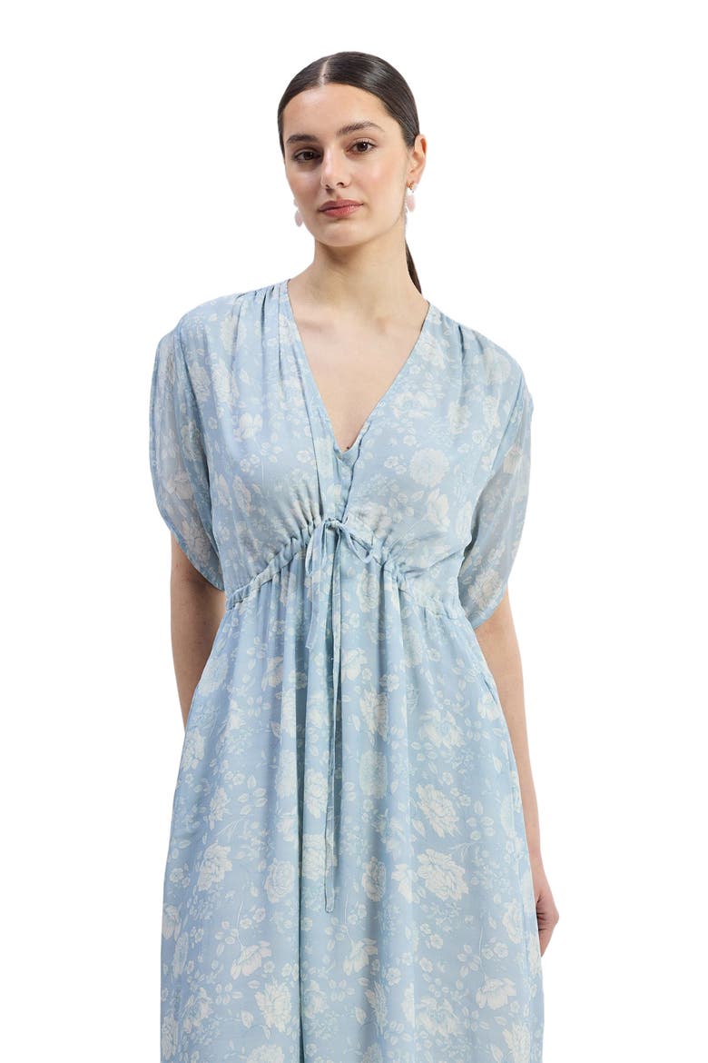 Maxi Gathered Dress in Blue Florals, Alternate, color, Floral Whispers