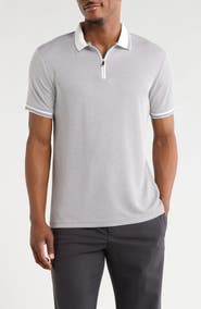 DENIM AND FLOWER Tipped Quarter Zip Polo