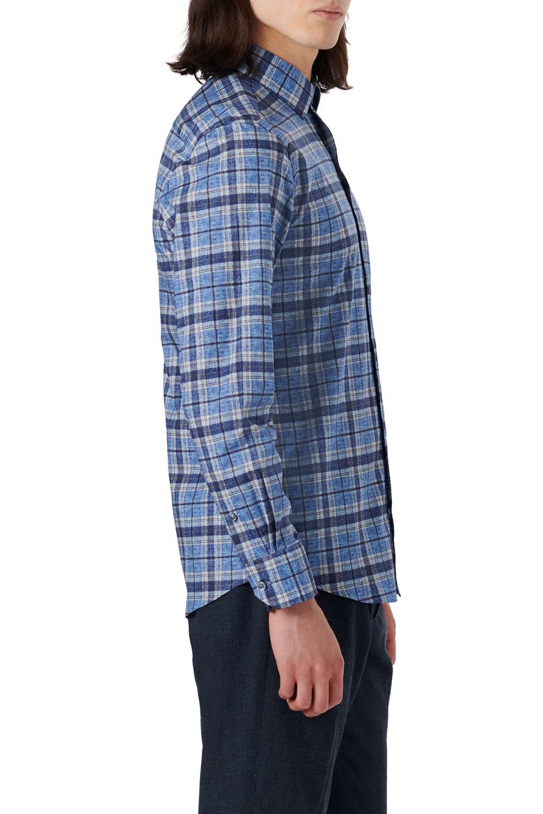 Julian Shaped Fit Plaid Stretch Button-Up Shirt, Alternate, color, CLASSIC BLUE